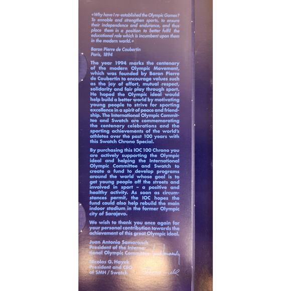 Swatch watch IOC 100 SCZ101 94 Olympic Specials Chronograph watch New Old stock - Picture 10 of 10